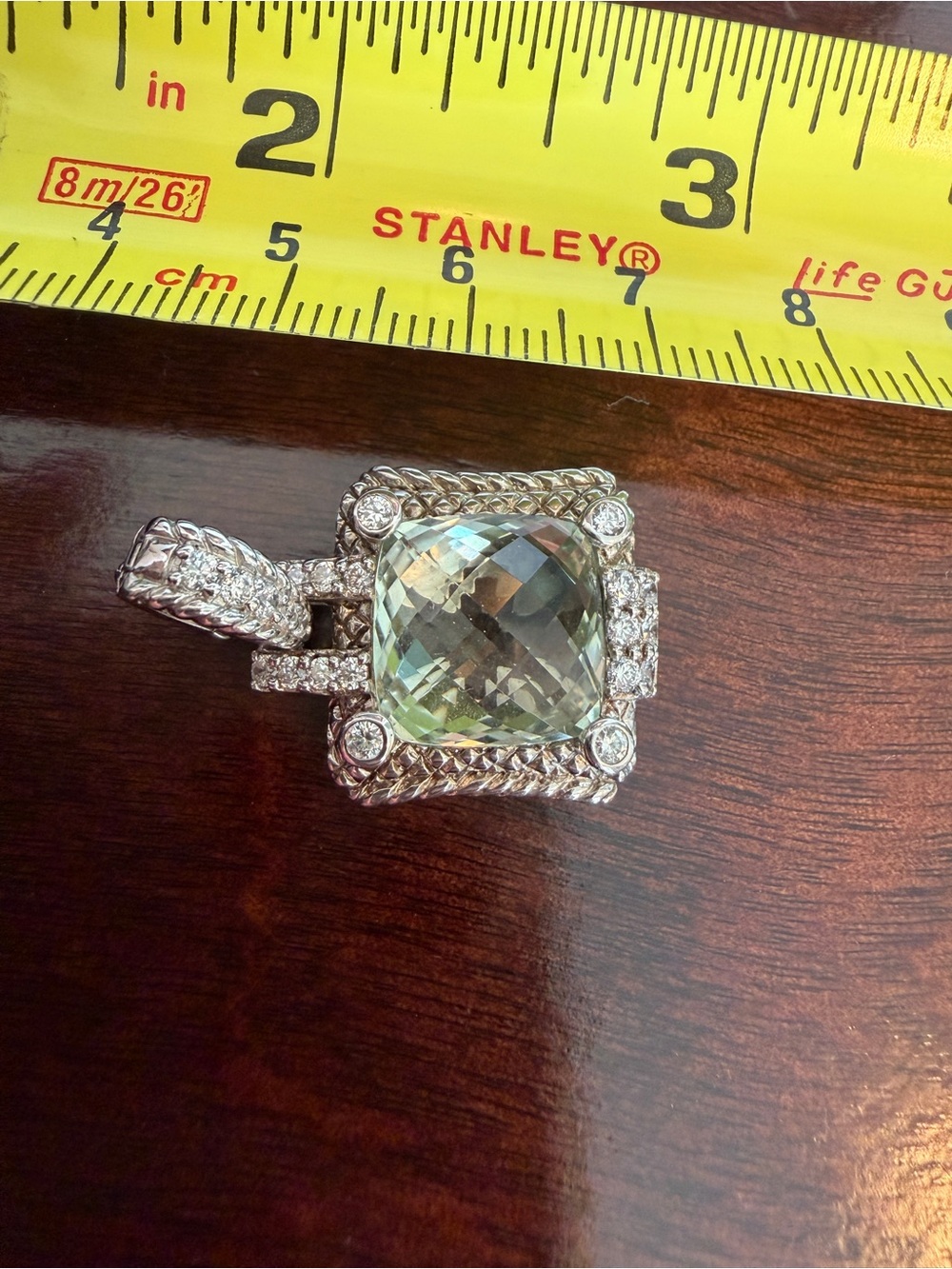 judith ripka sterling silver green amethyst pendant - Picture 5 of 5